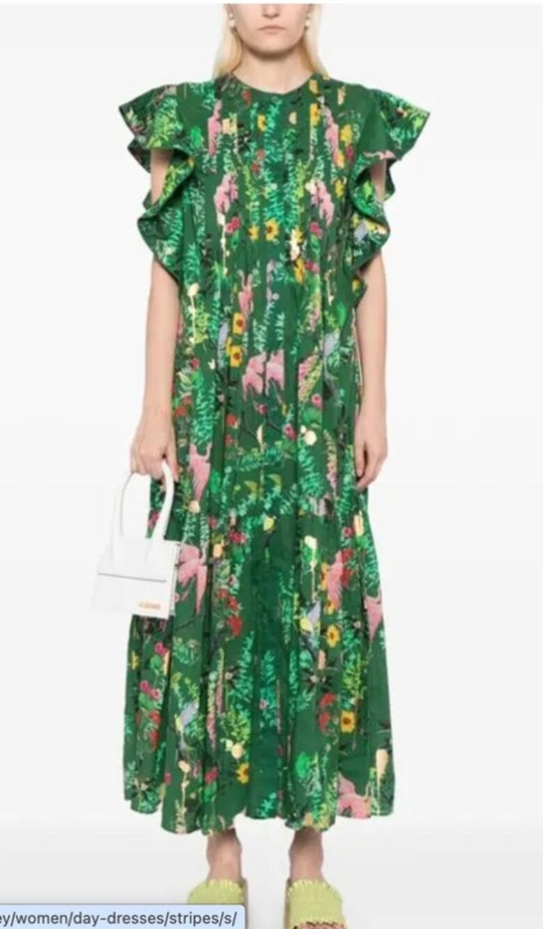 CYNTHIA ROWLEY Sz L Large Malta Kaftan Dress Green Floral